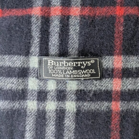 Burberry Unisex Lambswool Scarf Blue – Classic Check – Used – Cozy Winter Wear - Picture 2 of 7